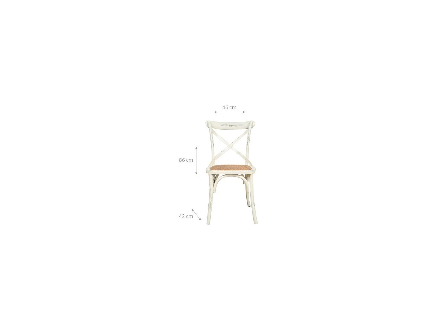 BISCOTTINI Chaise Harmonie - Bois massif blanc antique avec assise en rotin vintage - Cuisine - Bistro - Salle à manger - Salon - 48x52x88 cm