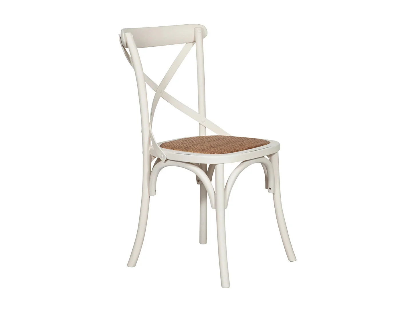 BISCOTTINI Chaise de Salle à Manger Style Thonet Finition Blanc Antique - Chaise de Cuisine avec Assise en Rotin 52x48x88cm