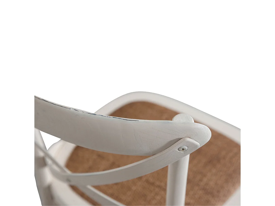 BISCOTTINI Chaise de Salle à Manger Style Thonet Finition Blanc Antique - Chaise de Cuisine avec Assise en Rotin 52x48x88cm