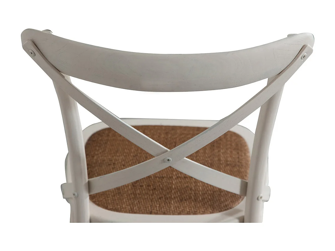 BISCOTTINI Chaise de Salle à Manger Style Thonet Finition Blanc Antique - Chaise de Cuisine avec Assise en Rotin 52x48x88cm