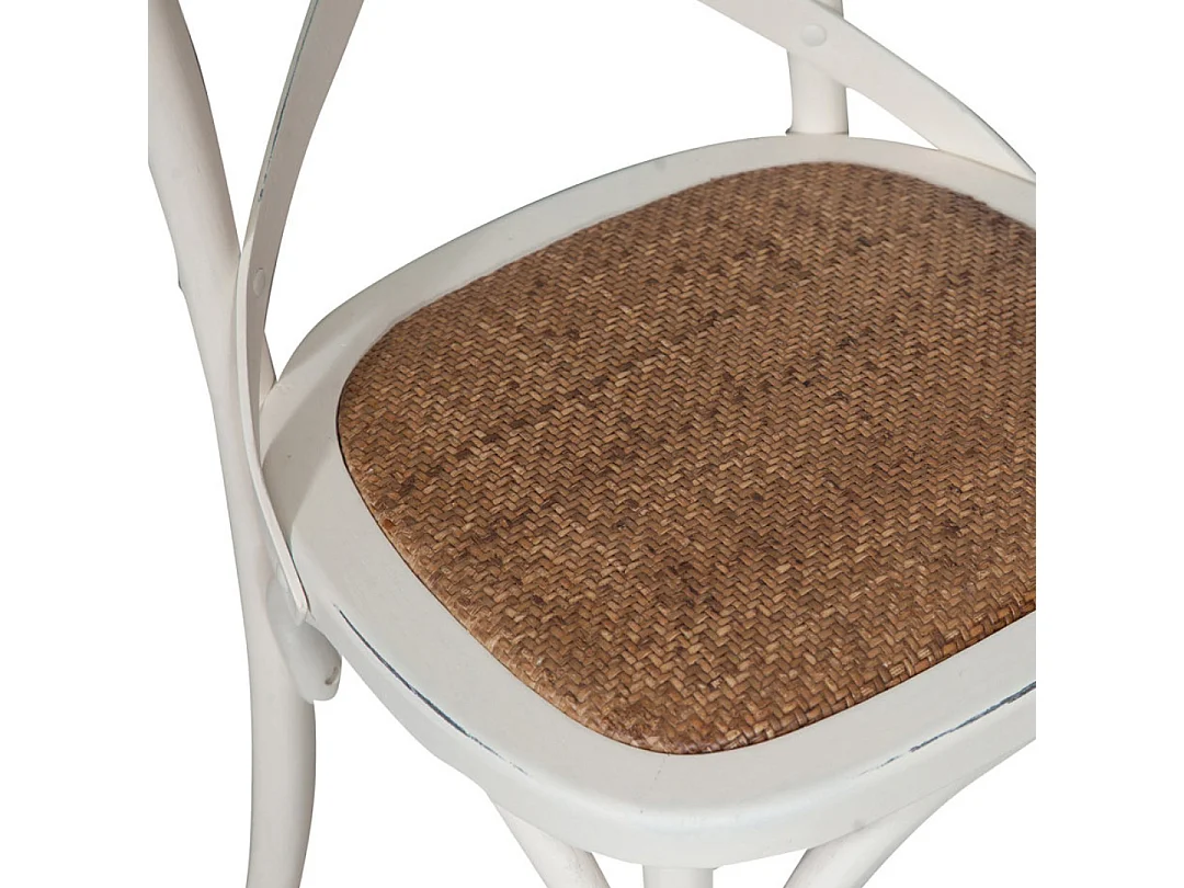 BISCOTTINI Chaise de Salle à Manger Style Thonet Finition Blanc Antique - Chaise de Cuisine avec Assise en Rotin 52x48x88cm