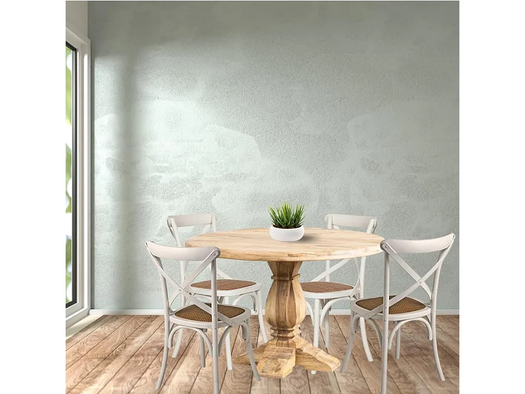 BISCOTTINI Chaise de Salle à Manger Style Thonet Finition Blanc Antique - Chaise de Cuisine avec Assise en Rotin 52x48x88cm