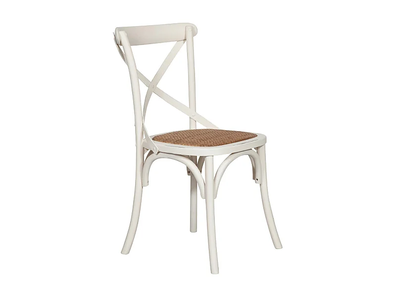 BISCOTTINI Chaise de Salle à Manger Style Thonet Finition Blanc Antique - Chaise de Cuisine avec Assise en Rotin 52x48x88cm