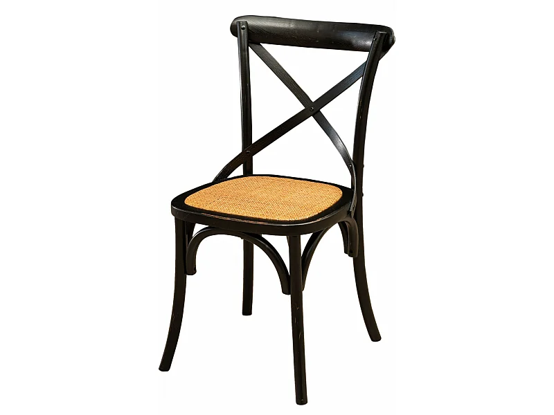 BISCOTTINI Chaise Thonet - Frêne massif finition noire antique - Chaises salle à manger - Cuisine - Style vintage - 88x48x52 cm