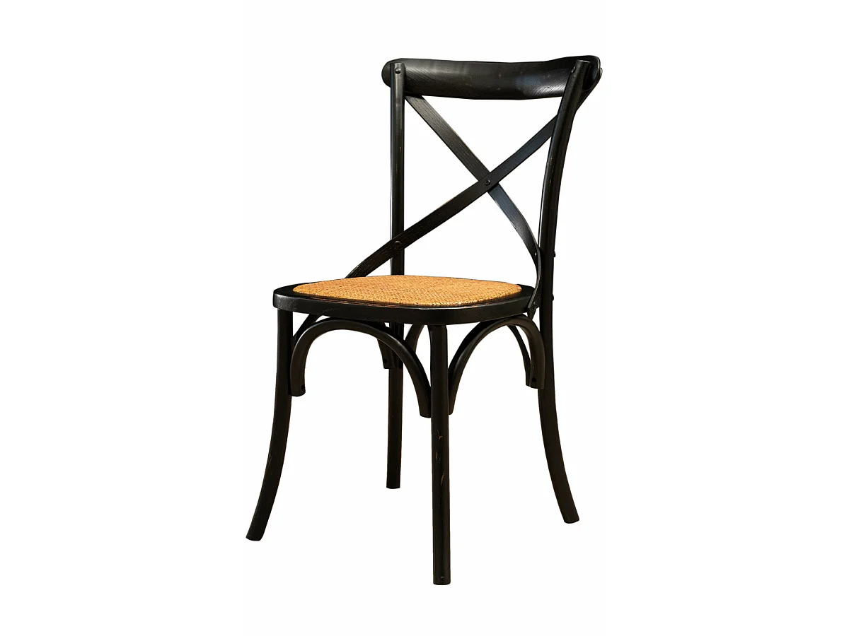 BISCOTTINI Chaise Thonet - Frêne massif finition noire antique - Chaises salle à manger - Cuisine - Style vintage - 88x48x52 cm