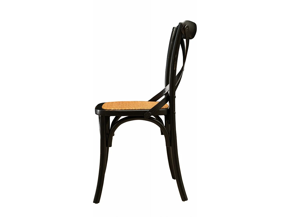 BISCOTTINI Chaise Thonet - Frêne massif finition noire antique - Chaises salle à manger - Cuisine - Style vintage - 88x48x52 cm