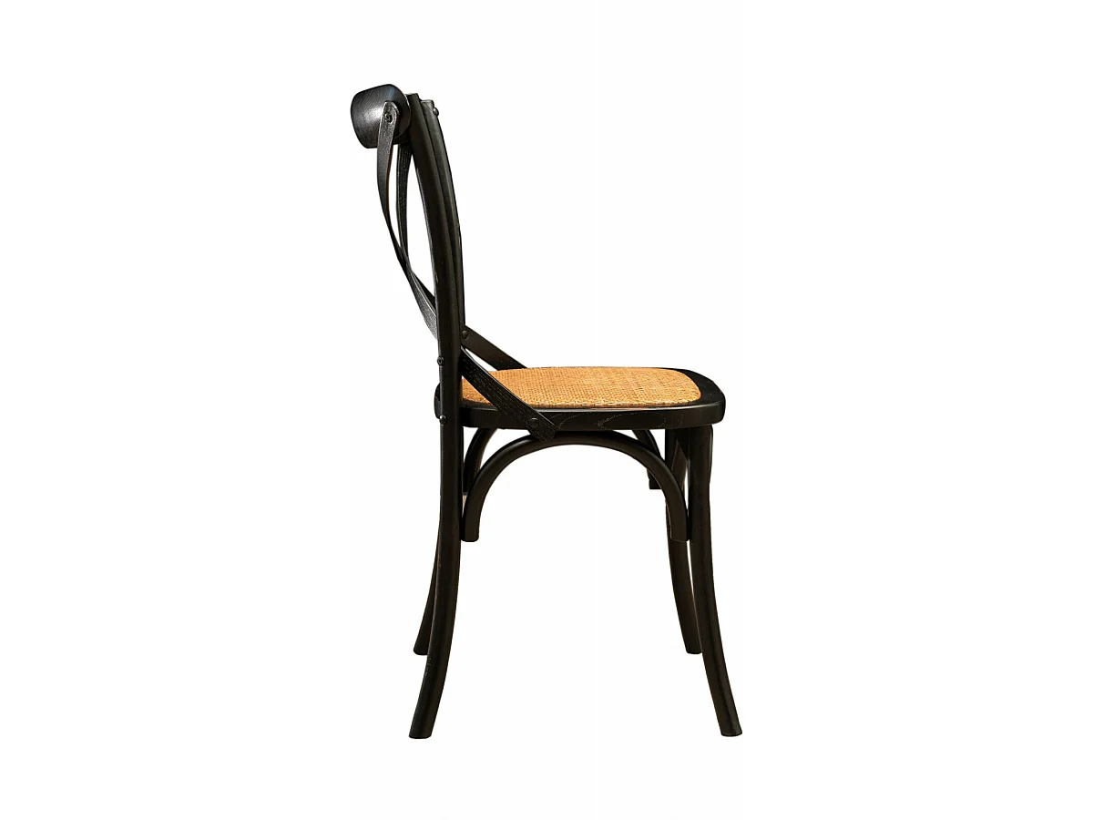 BISCOTTINI Chaise Thonet - Frêne massif finition noire antique - Chaises salle à manger - Cuisine - Style vintage - 88x48x52 cm