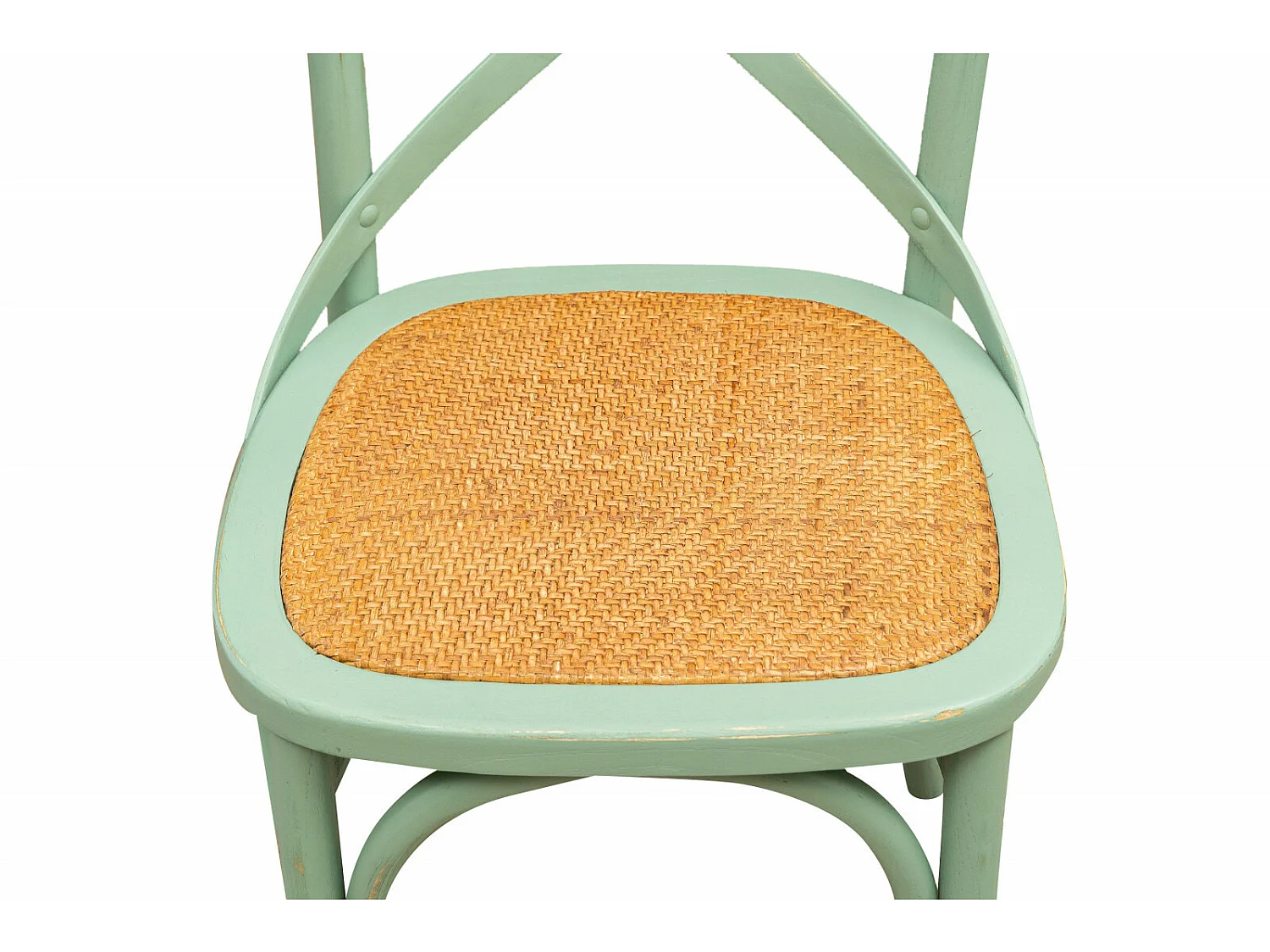 BISCOTTINI Chaise Harmonie - Bois massif vert antique avec assise en rotin vintage - Cuisine - Bistro - Salon - Chaise décorative - 48x52x88 cm