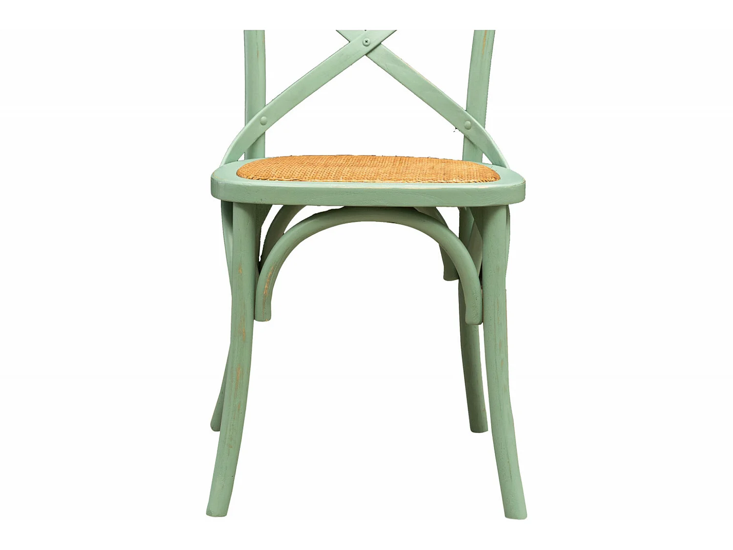 BISCOTTINI Chaise Harmonie - Bois massif vert antique avec assise en rotin vintage - Cuisine - Bistro - Salon - Chaise décorative - 48x52x88 cm