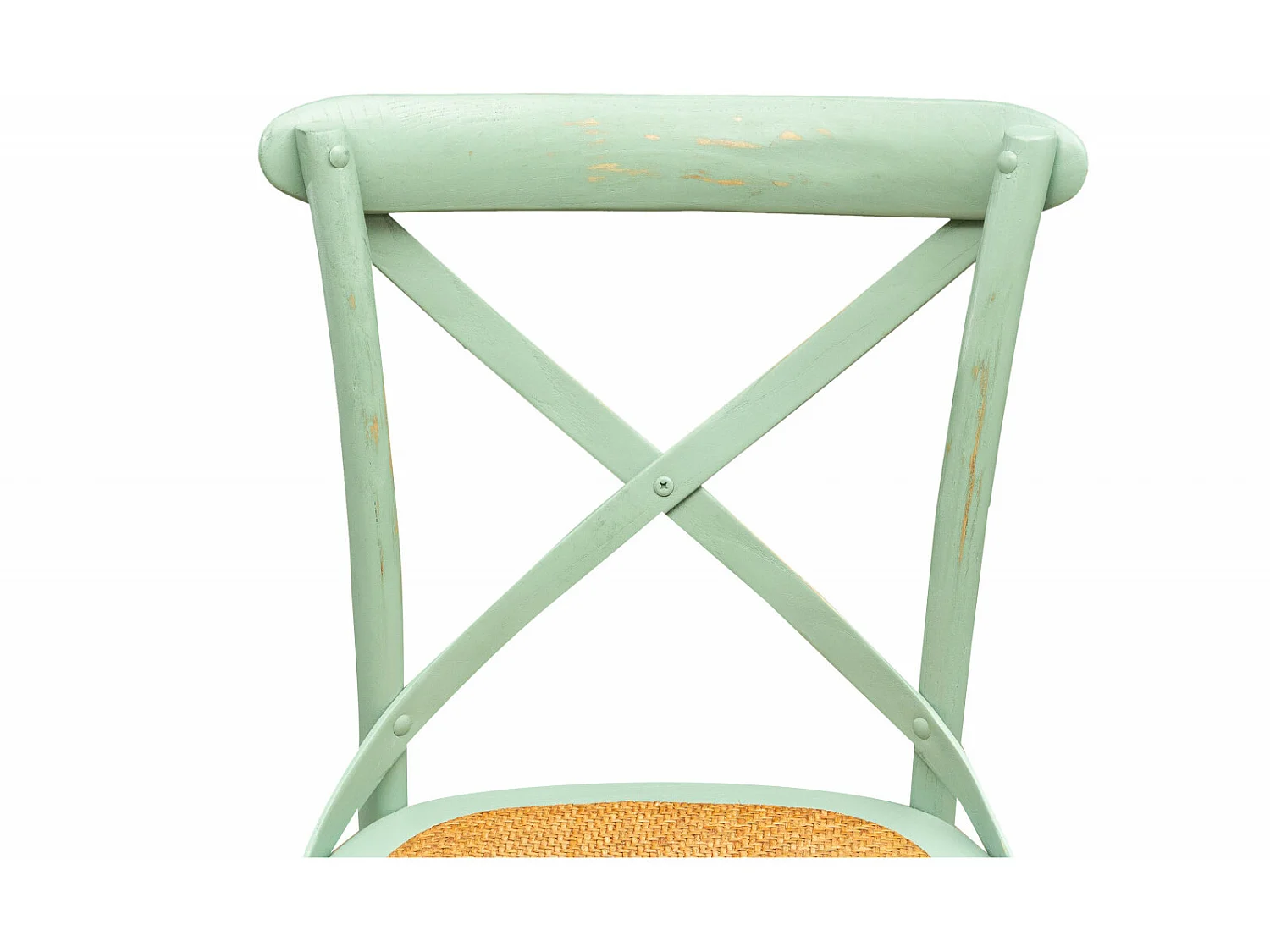 BISCOTTINI Chaise Harmonie - Bois massif vert antique avec assise en rotin vintage - Cuisine - Bistro - Salon - Chaise décorative - 48x52x88 cm