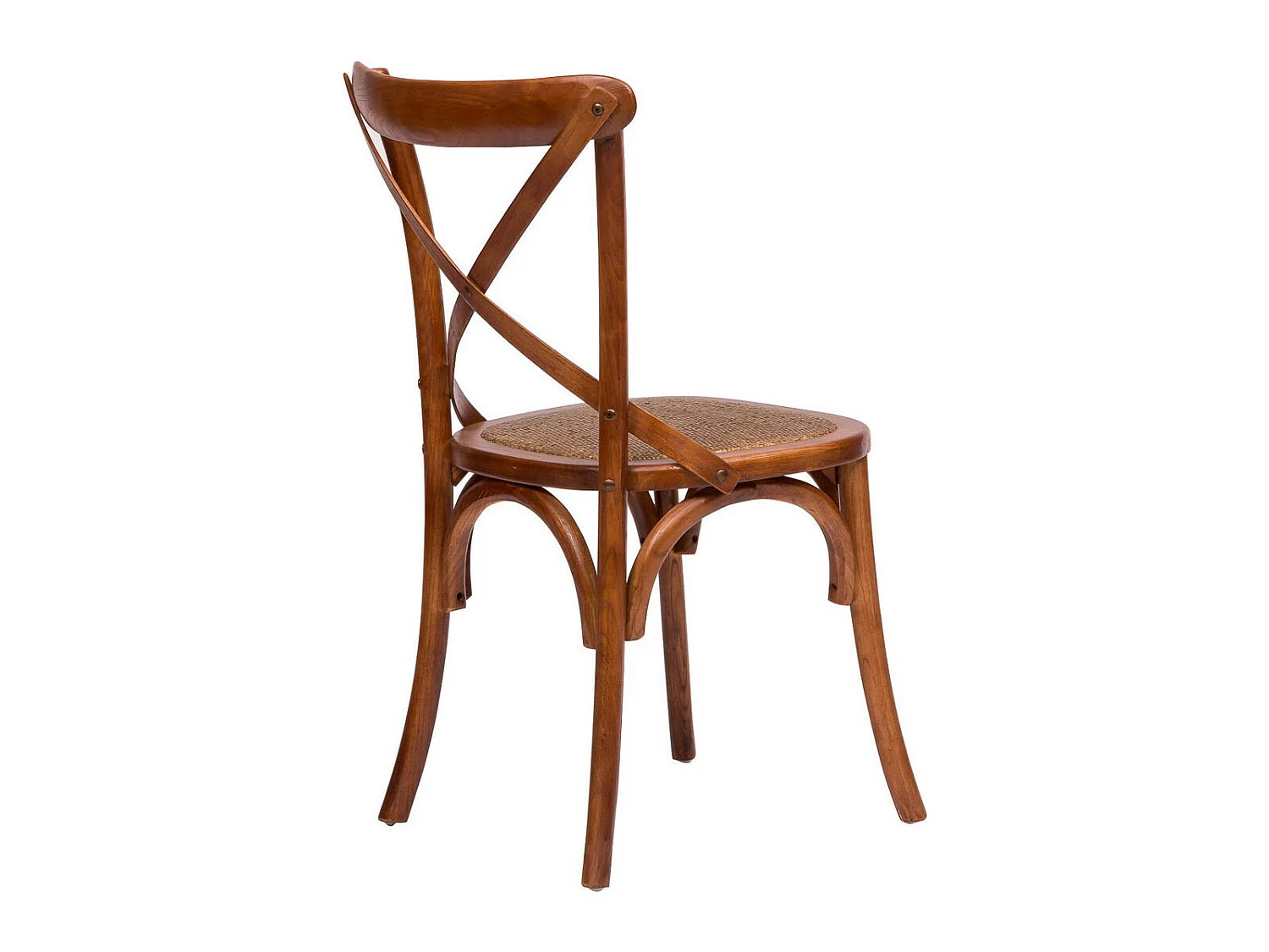 BISCOTTINI - Chaise Harmonie - Bois massif finition noyer antique avec assise en rotin - Chaise de bistrot - Chaise de jardin - Chaise de cuisine - 48x52x88 cm