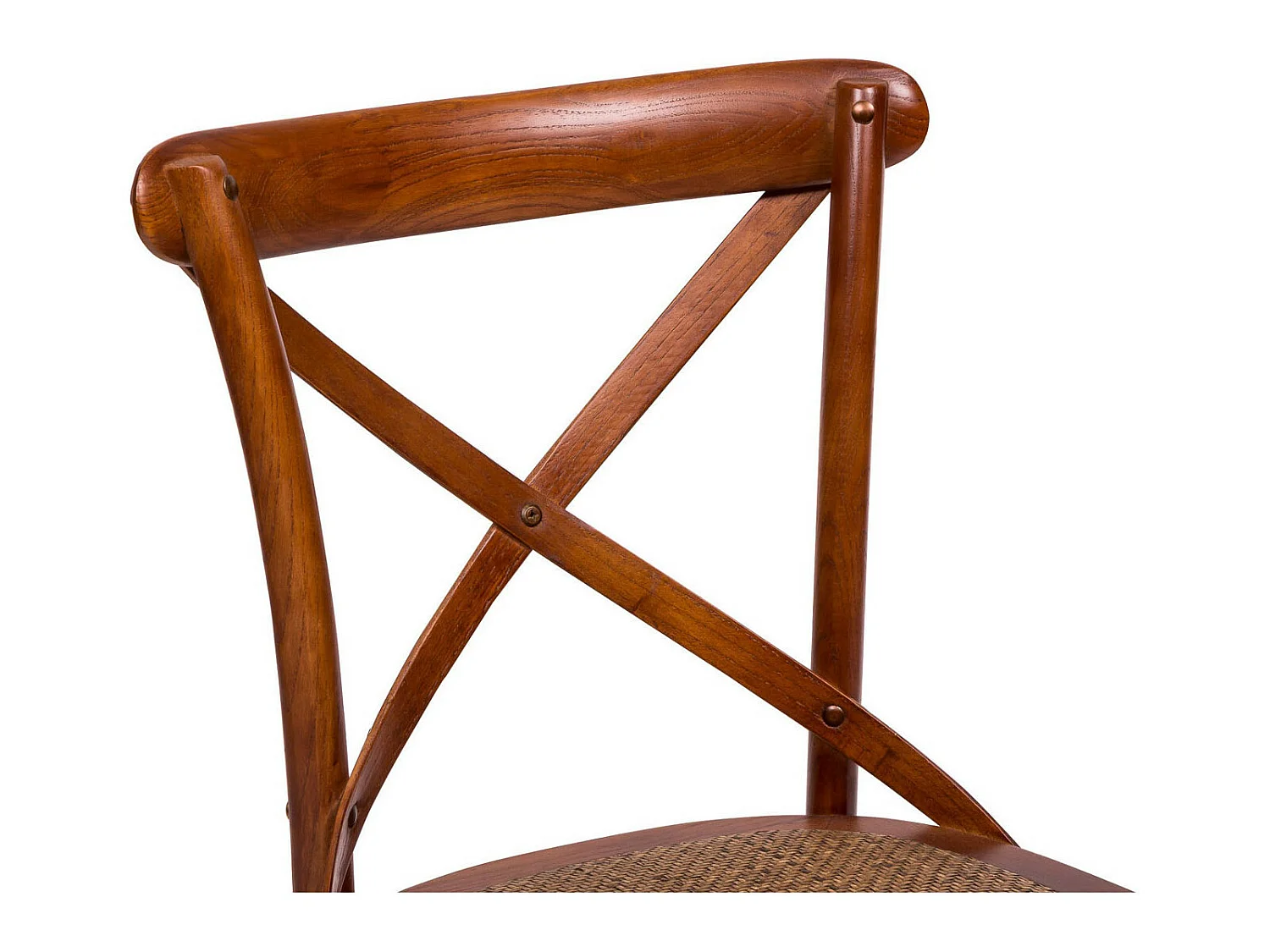 BISCOTTINI - Chaise Harmonie - Bois massif finition noyer antique avec assise en rotin - Chaise de bistrot - Chaise de jardin - Chaise de cuisine - 48x52x88 cm