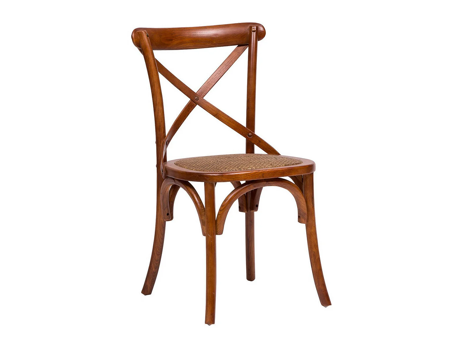 BISCOTTINI - Chaise Harmonie - Bois massif finition noyer antique avec assise en rotin - Chaise de bistrot - Chaise de jardin - Chaise de cuisine - 48x52x88 cm