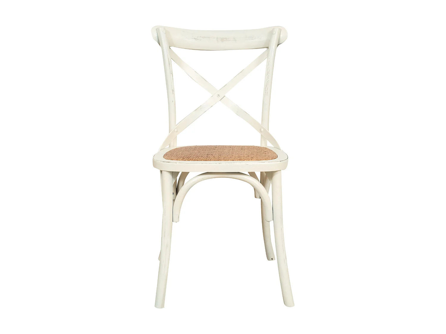 BISCOTTINI Chaise de Salle à Manger Style Thonet en Frêne Massif - Finition Blanche - Chaise de Cuisine avec Assise en Rotin - 52x48x88cm