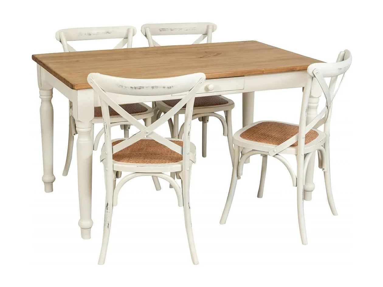 BISCOTTINI Chaise de Salle à Manger Style Thonet en Frêne Massif - Finition Blanche - Chaise de Cuisine avec Assise en Rotin - 52x48x88cm