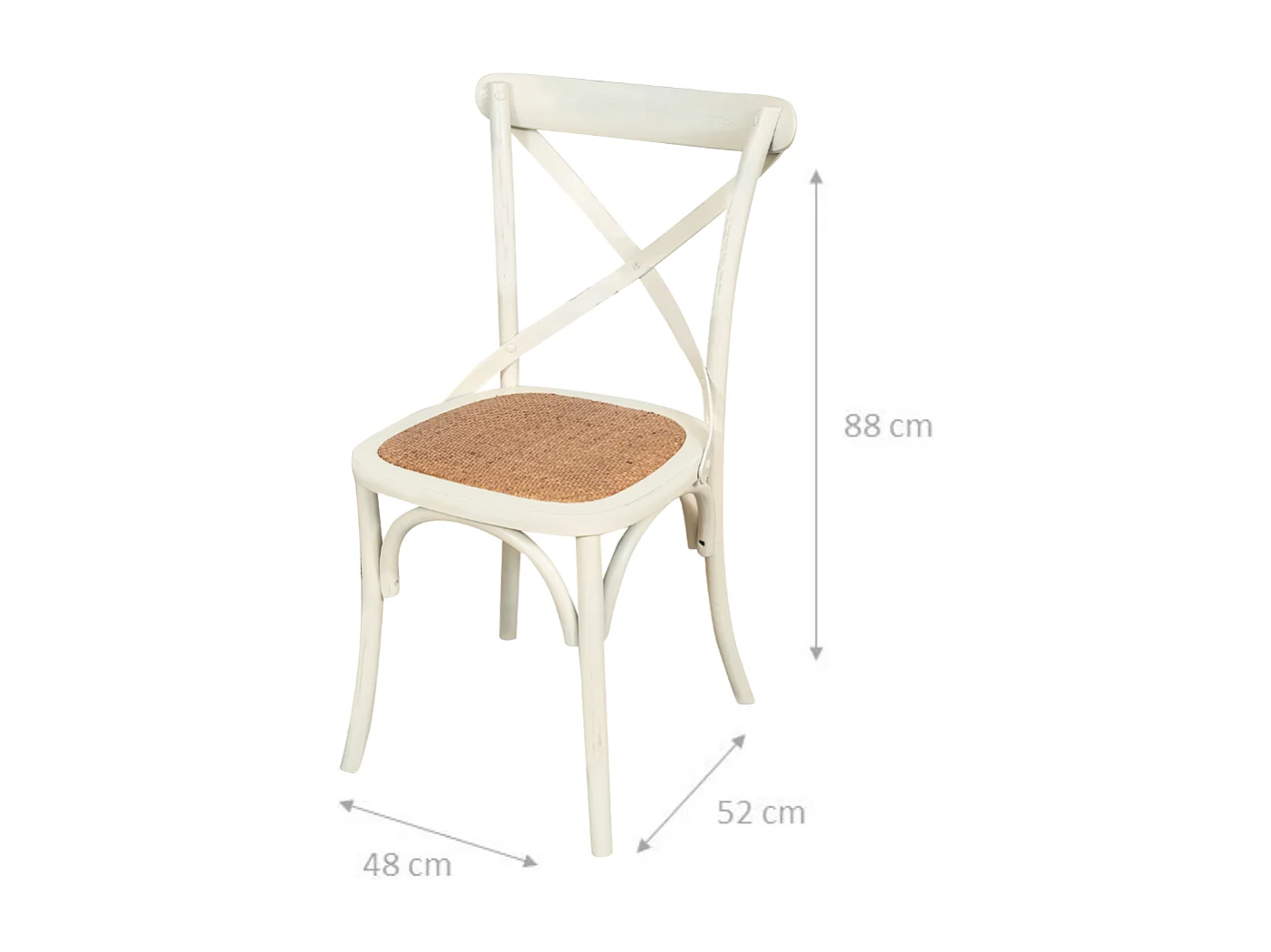 BISCOTTINI Chaise de Salle à Manger Style Thonet en Frêne Massif - Finition Blanche - Chaise de Cuisine avec Assise en Rotin - 52x48x88cm