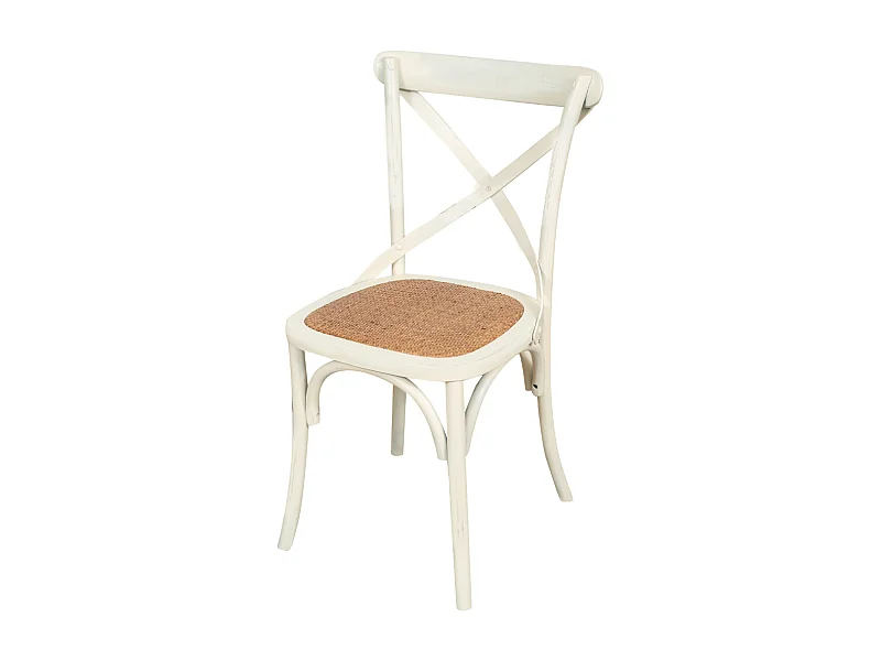 BISCOTTINI Chaise de Salle à Manger Style Thonet en Frêne Massif - Finition Blanche - Chaise de Cuisine avec Assise en Rotin - 52x48x88cm