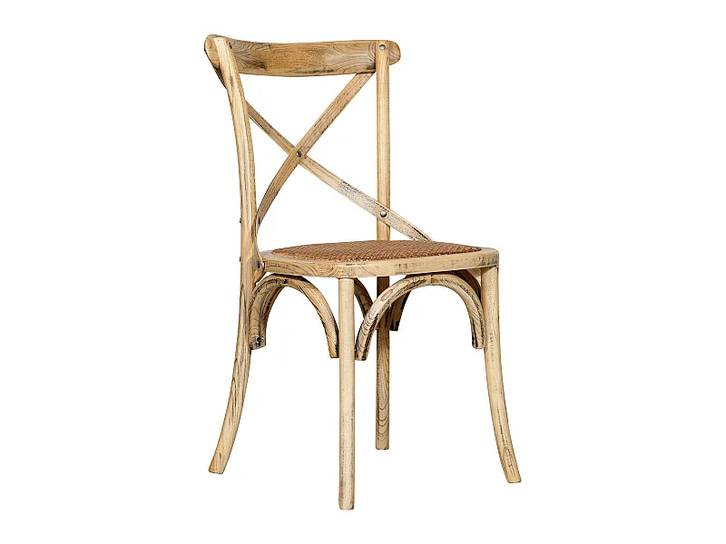 BISCOTTINI - Chaise Harmonie - Bois massif finition antique naturelle - Chaise de bistrot - Chaise de jardin - Chaise de cuisine - 48x52x88 cm