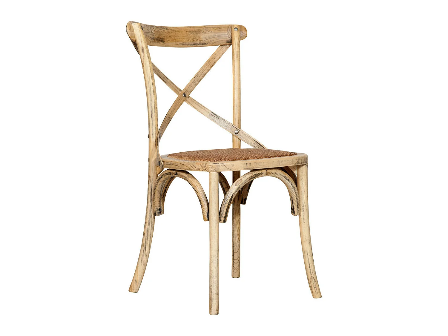 BISCOTTINI - Chaise Harmonie - Bois massif finition antique naturelle - Chaise de bistrot - Chaise de jardin - Chaise de cuisine - 48x52x88 cm