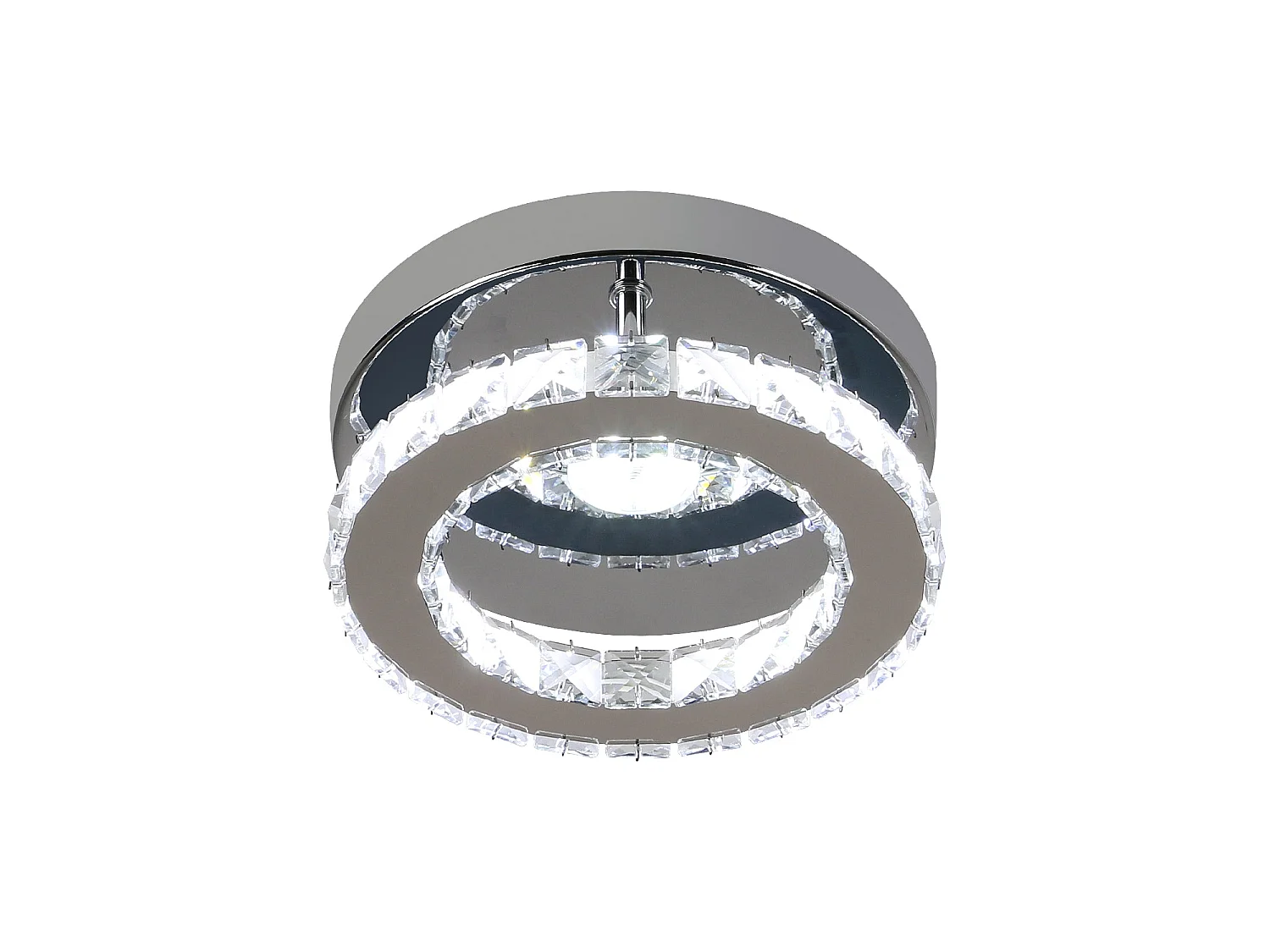 Plafonnier LED en Cristal 16W, argenté, 20*20*6cm, dimmable 3 couleurs de lumière