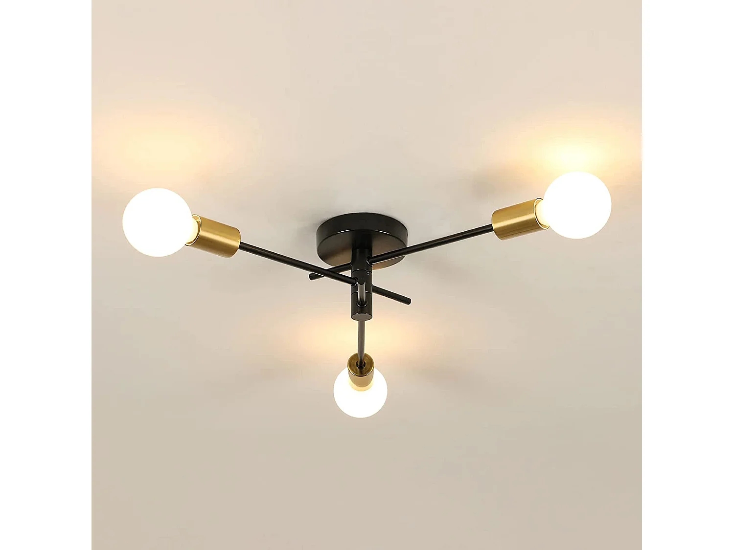 Plafonnier industriel vintage sputnik, 36*36*13cm, 180°-360° réglable, E27 sans ampoule