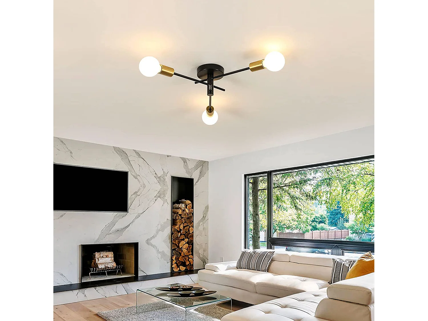 Plafonnier industriel vintage sputnik, 36*36*13cm, 180°-360° réglable, E27 sans ampoule