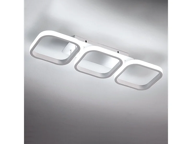 Plafonnier led carré moderne , 30w, 53*17*8 cm, blanc, en métal acrylique, lumière blanc