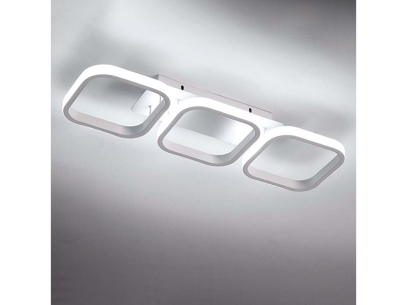 Plafonnier LED carré diamètre 25cm, blanc, 32W lumière neutre