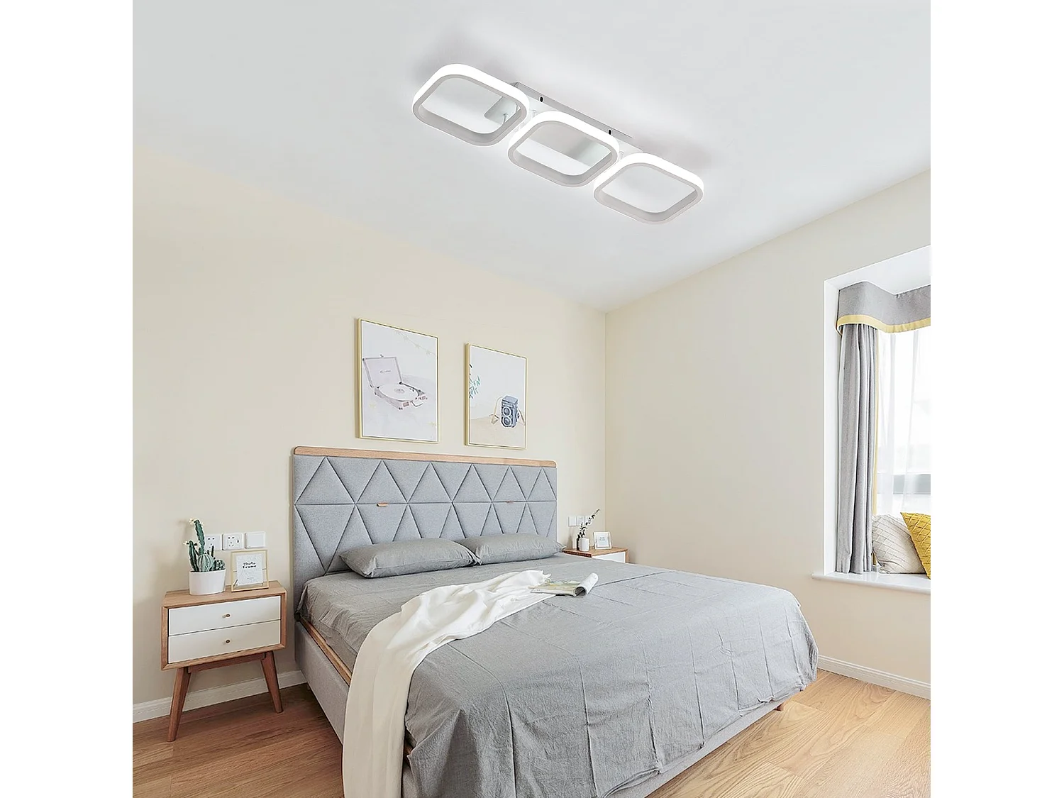 Moderne quadratische LED-Deckenleuchte, 30 W, 53 x 17 x 8 cm, weißes Acryl, Metall, weißes Licht