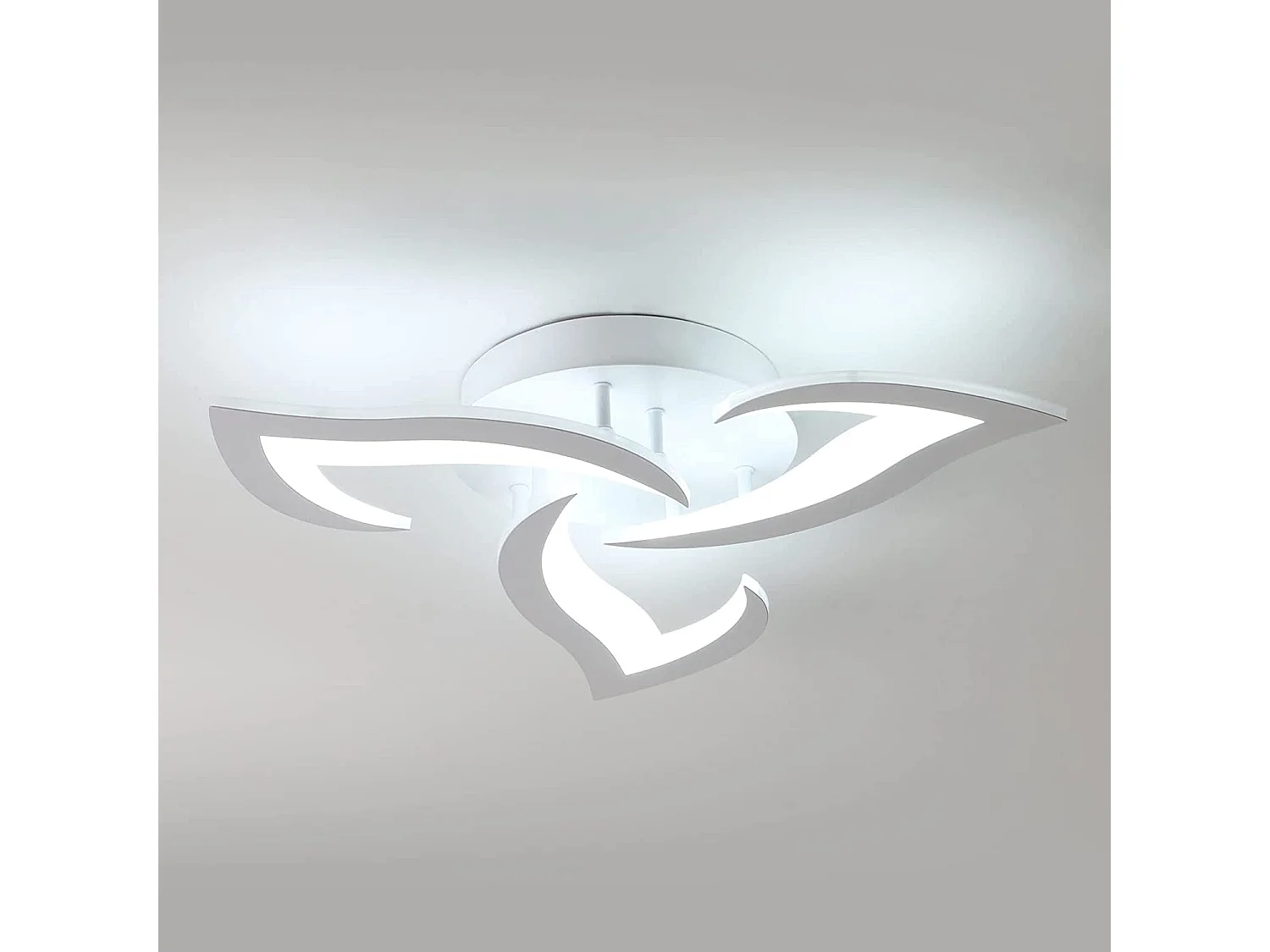 Plafonnier led moderne 3 têtes, 36w 3060lm, 50*50*9.5cm, blanc, acrylique