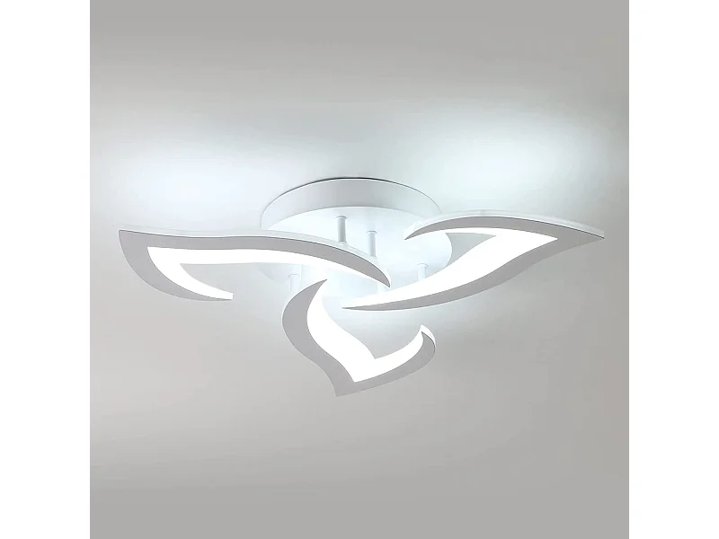 Plafonnier led moderne 3 têtes, 36w 3060lm, 50*50*9.5cm, blanc, acrylique