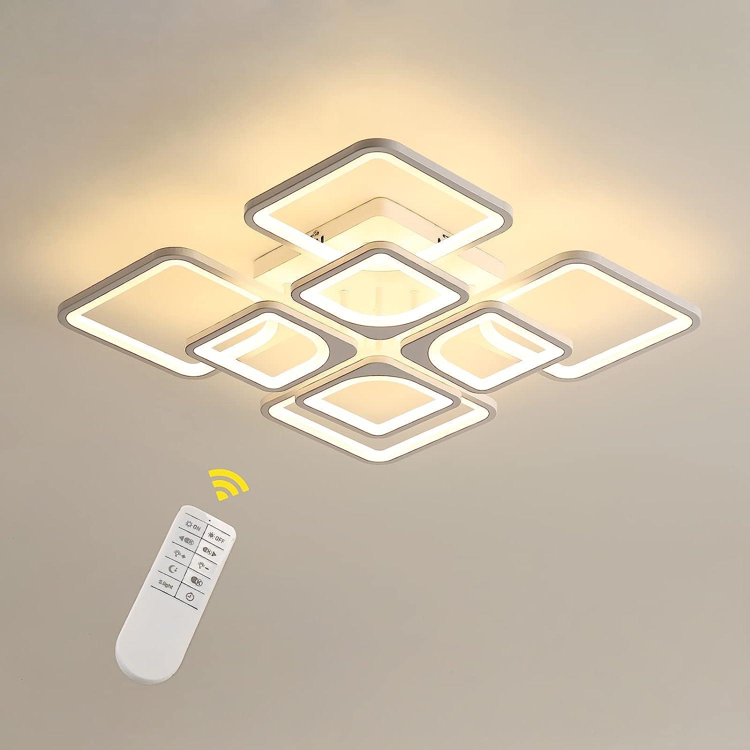 Plafonnier Led Dimmable Carr T Tes Avec T L Commande Blanc