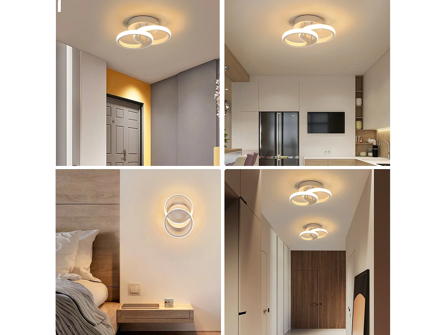 Plafonnier LED rond, 25*17*9cm, Blanc Chaud 3000K, 22W, en métal