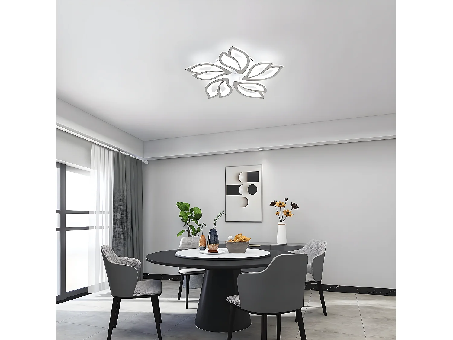 Kreative 60W LED-Deckenleuchte, 58*58*8cm, weiß, kreative Form, Metall