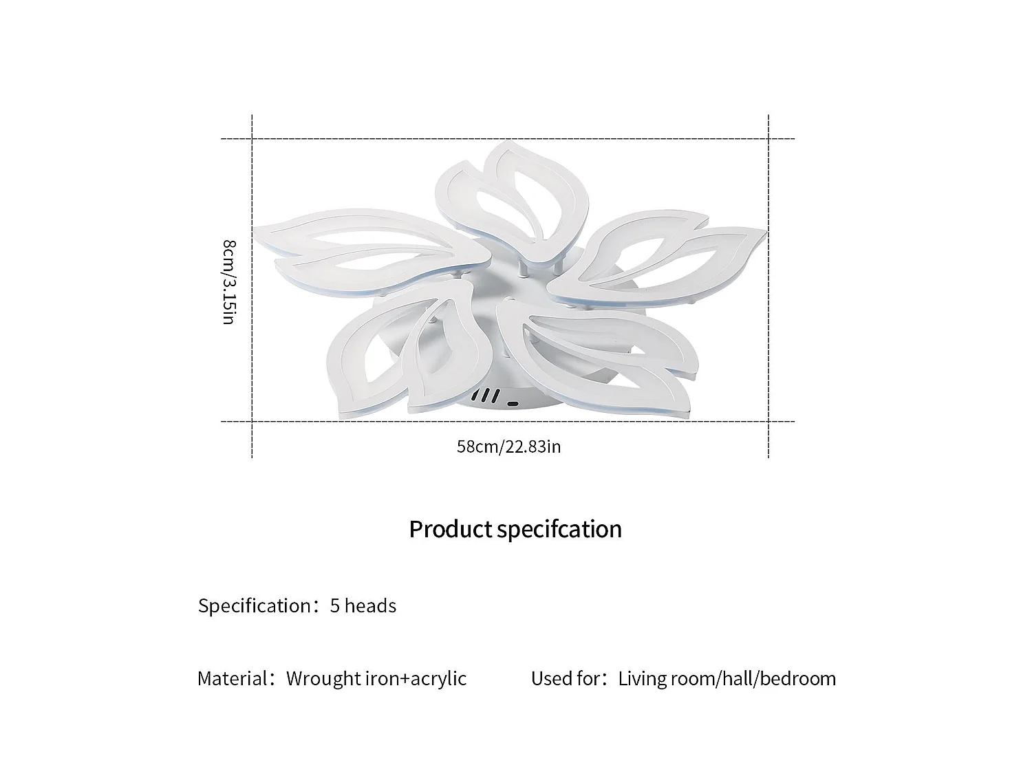 Kreative 60W LED-Deckenleuchte, 58*58*8cm, weiß, kreative Form, Metall