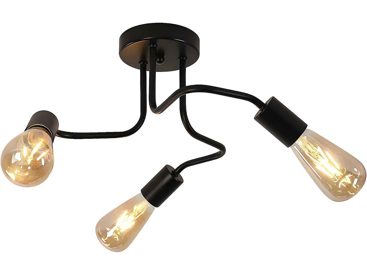 Plafonnier industriel e27 base, 42*42*21cm, noir, 3 lumières, sans ampoules, en fer