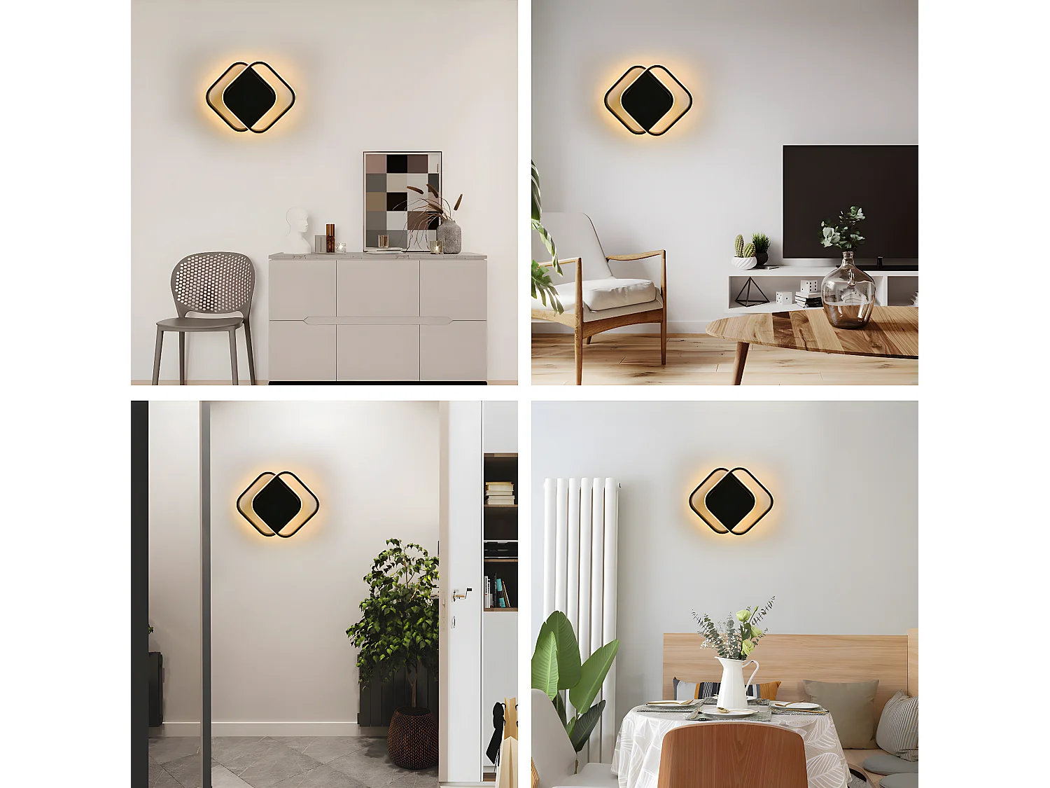 Modern Square LED -plafondlicht, 34*26*6 cm, zwart, 30W 3300lm, voor woonkamer keuken