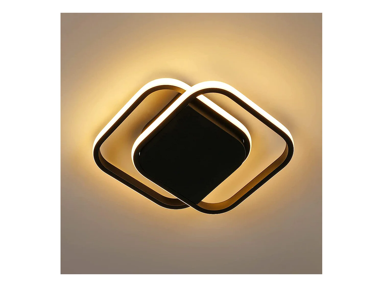 Plafonnier LED carré Moderne, 34*26*6cm, noir, 30W 3300LM, pour Salon Couloir Cuisine