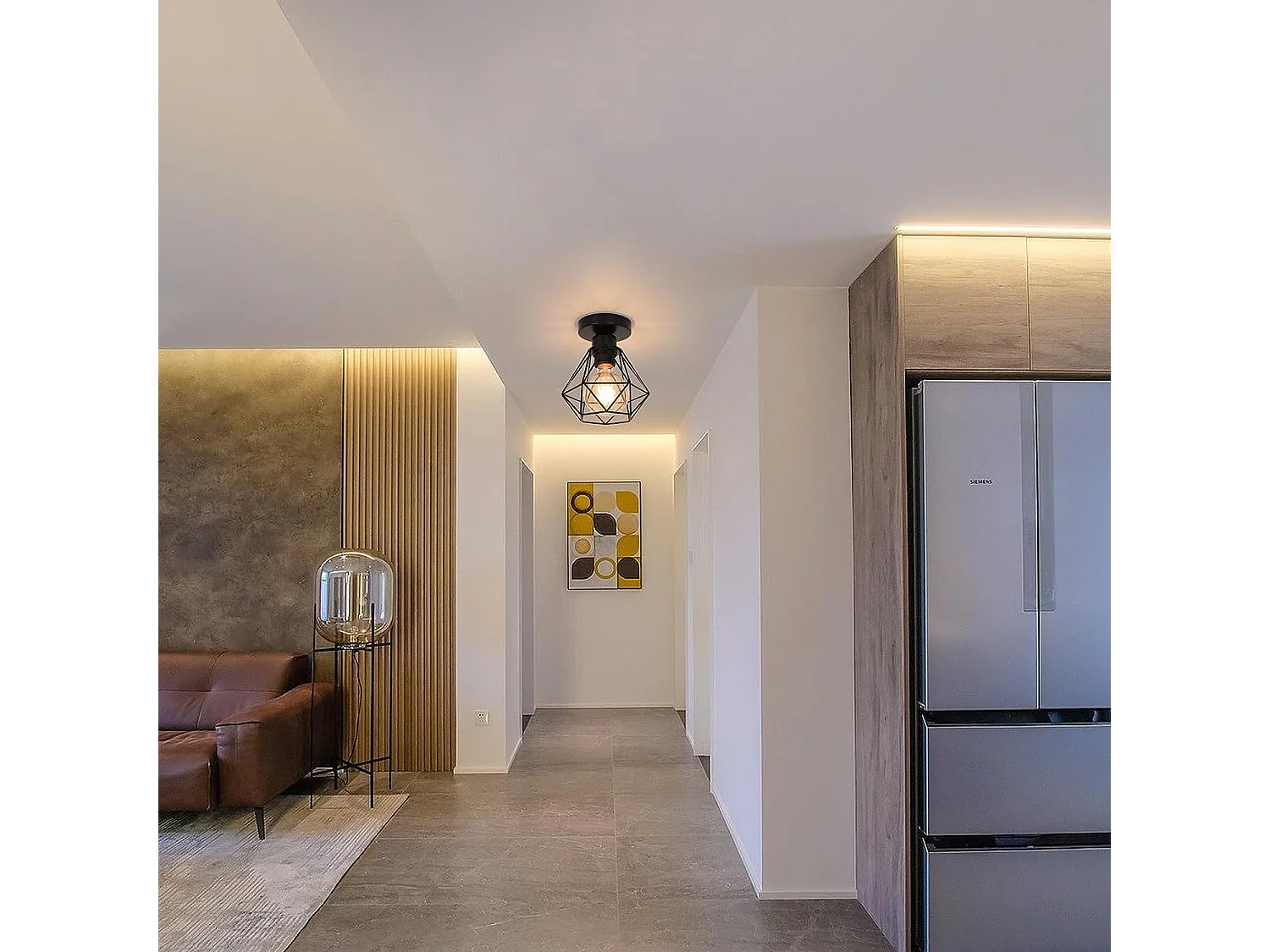 Vintage Industrial E27 Diamond Deckenleuchte – Diamantform, 16*18 cm, Schwarz, Metall, ohne Glühbirne