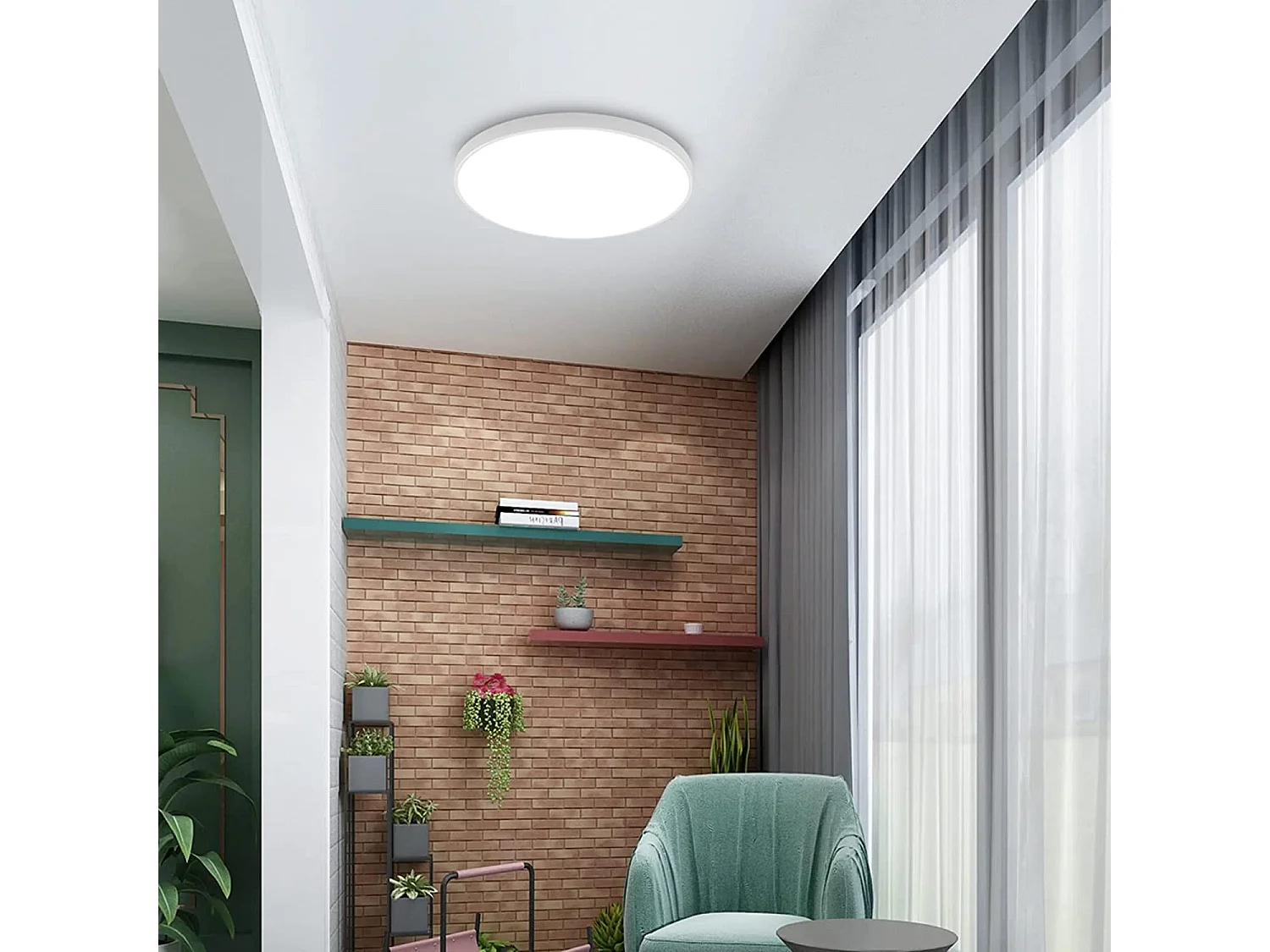 Plafonnier led rond, blanc, 27*4.5cm, pour salle de bain , ip54 imperméable, 6500k