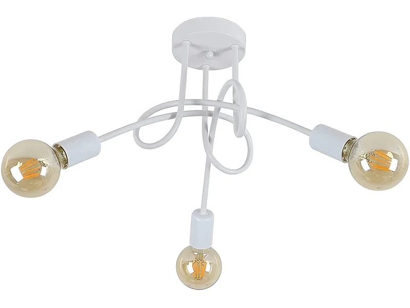 Plafonnier moderne à 3 lumière Industriel, blanc, 40*40*30cm, E27, sans ampoule, en fer