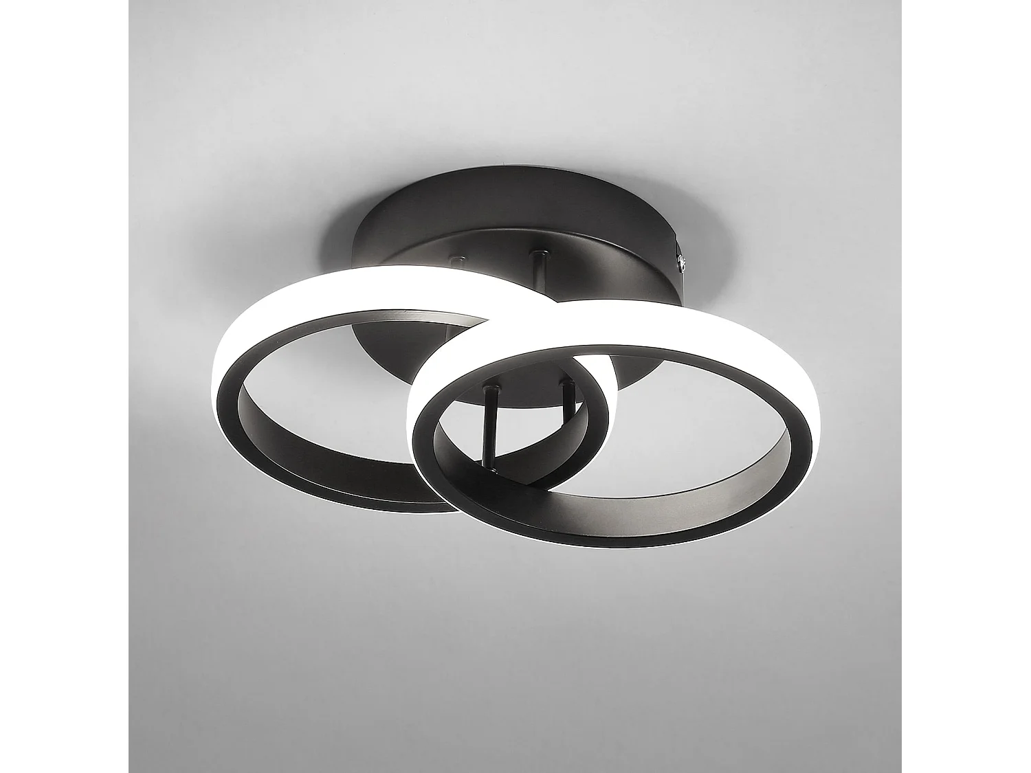 Plafonnier LED rond croisés, noir, 25*17*9cm, 22W, en acrylique, lumière blanc froid