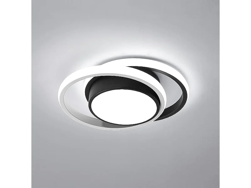 Plafonnier LED rond Intérieur, noir et blanc, 27*22*6cm, 32W 2350LM,  en metal