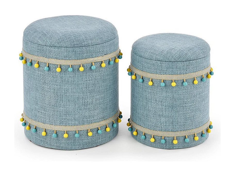 Set di due pouf nido in tessuto azzurro DINARD