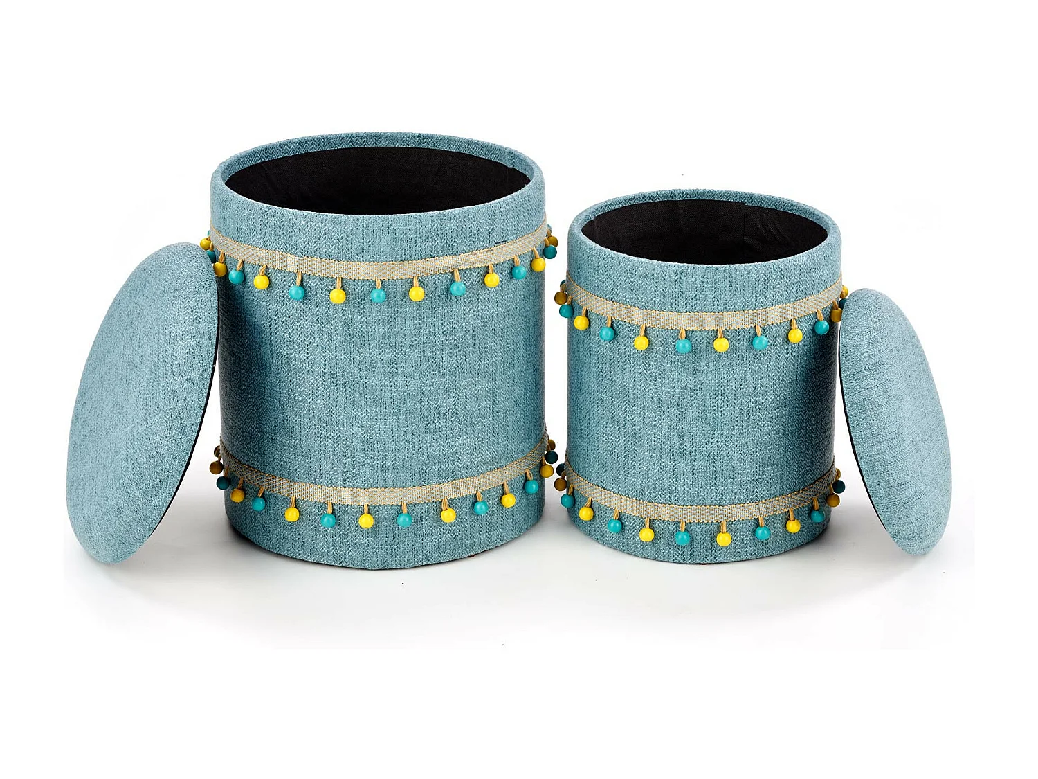 Set di due pouf nido in tessuto azzurro DINARD