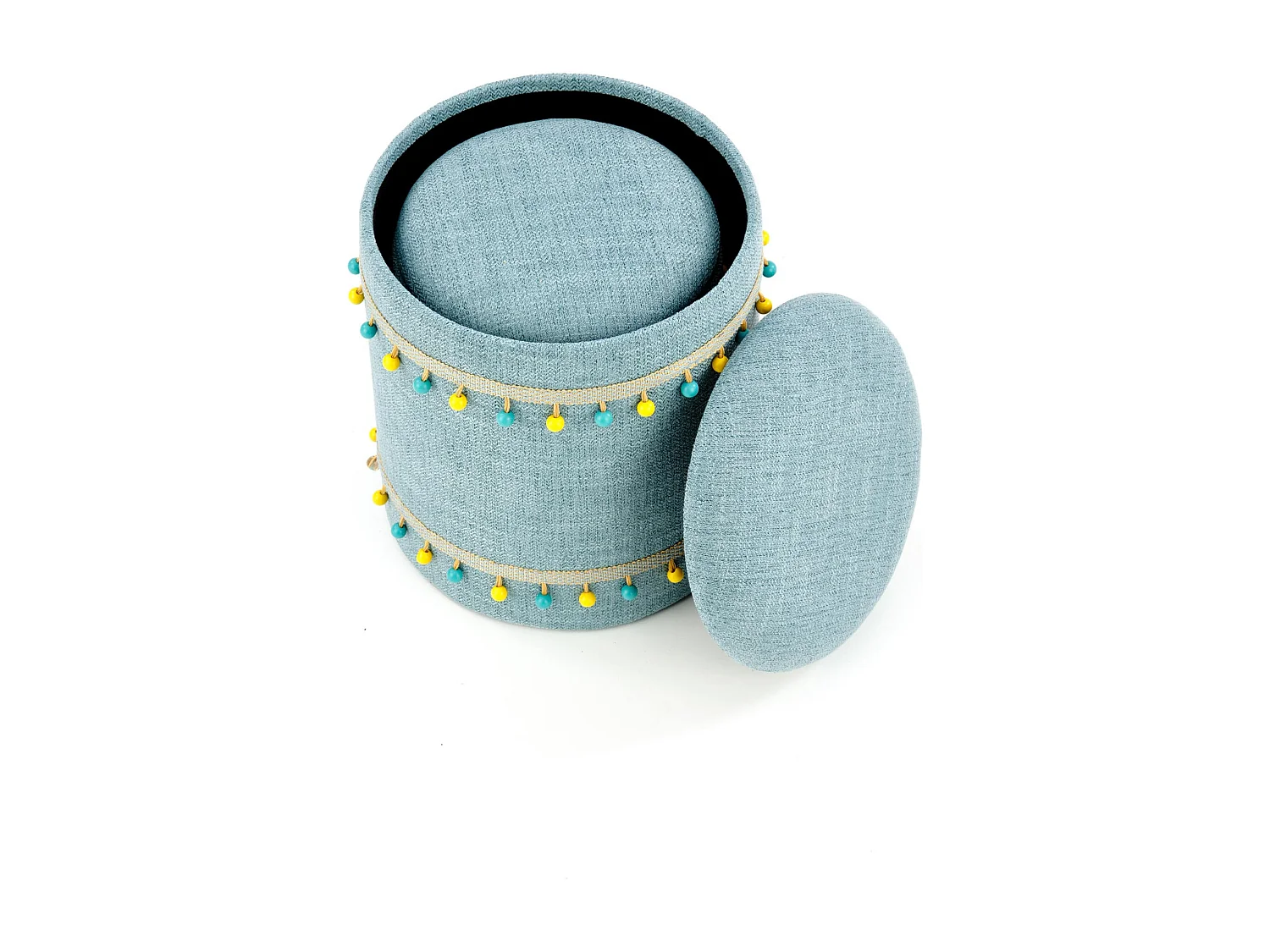 Set di due pouf nido in tessuto azzurro DINARD