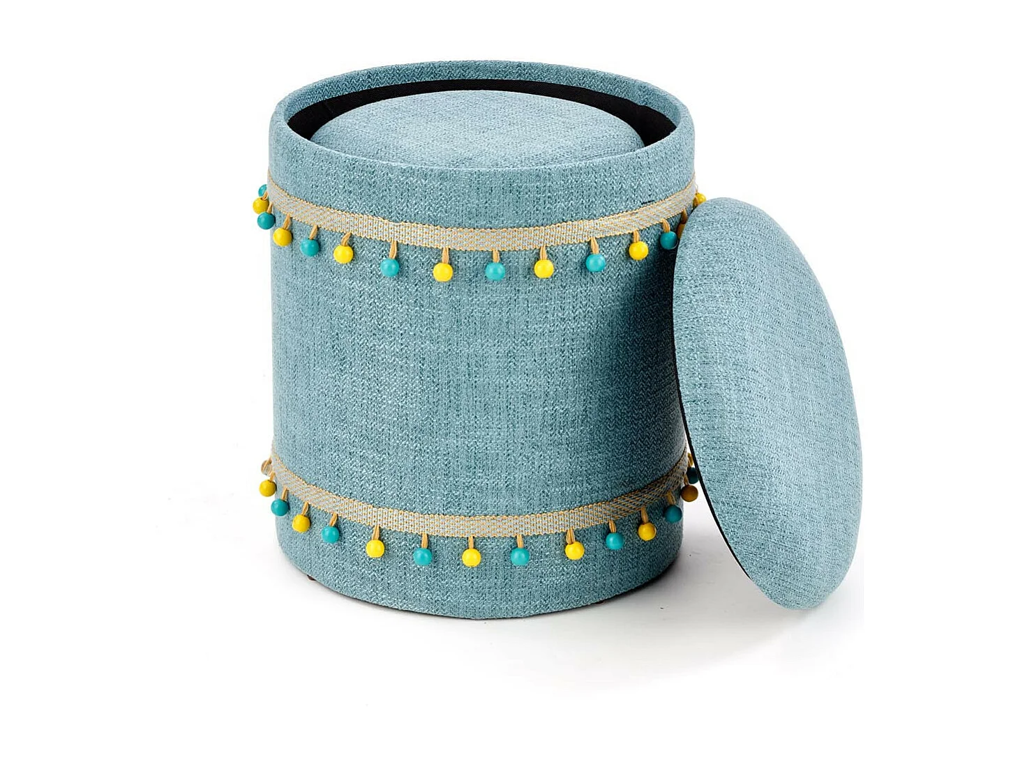 Set di due pouf nido in tessuto azzurro DINARD