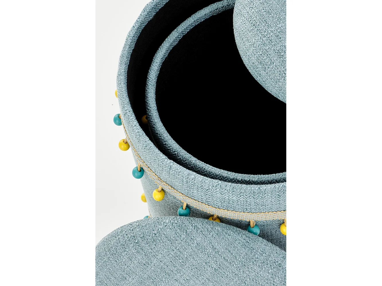 Set di due pouf nido in tessuto azzurro DINARD