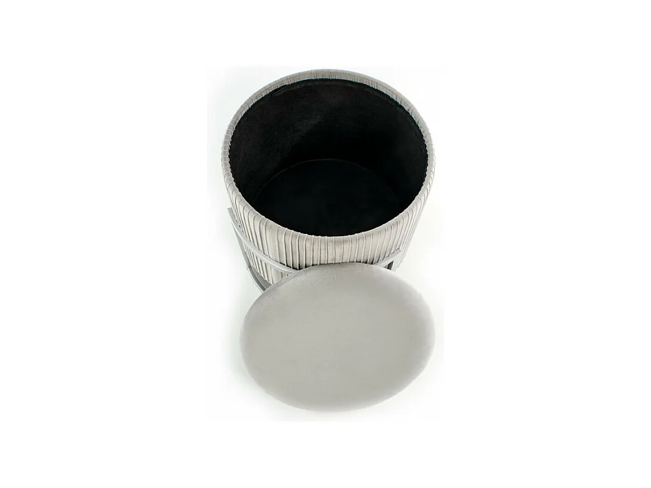 Pouf avec coffre de rangement en velours gris KANA