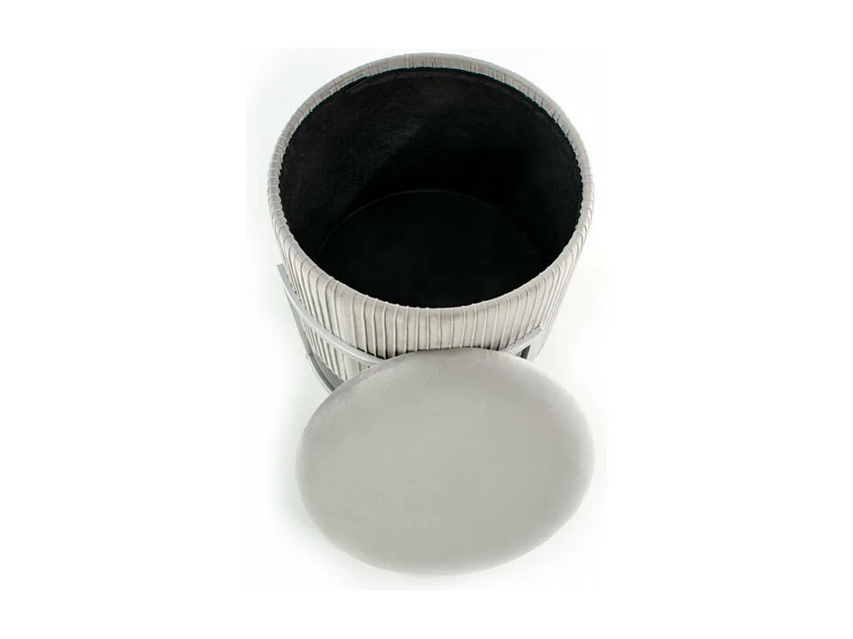 Pouf avec coffre de rangement en velours gris KANA